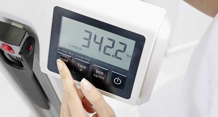 Seca 777 Digital column scale with eye-level display, handrail-compatible