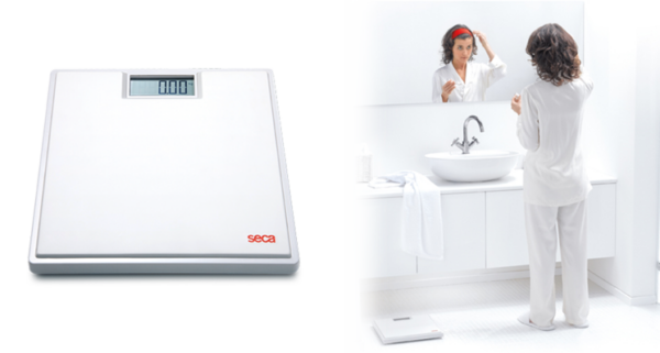 Seca 803 Digital flat scale with high-quality two-component rubber surface, white